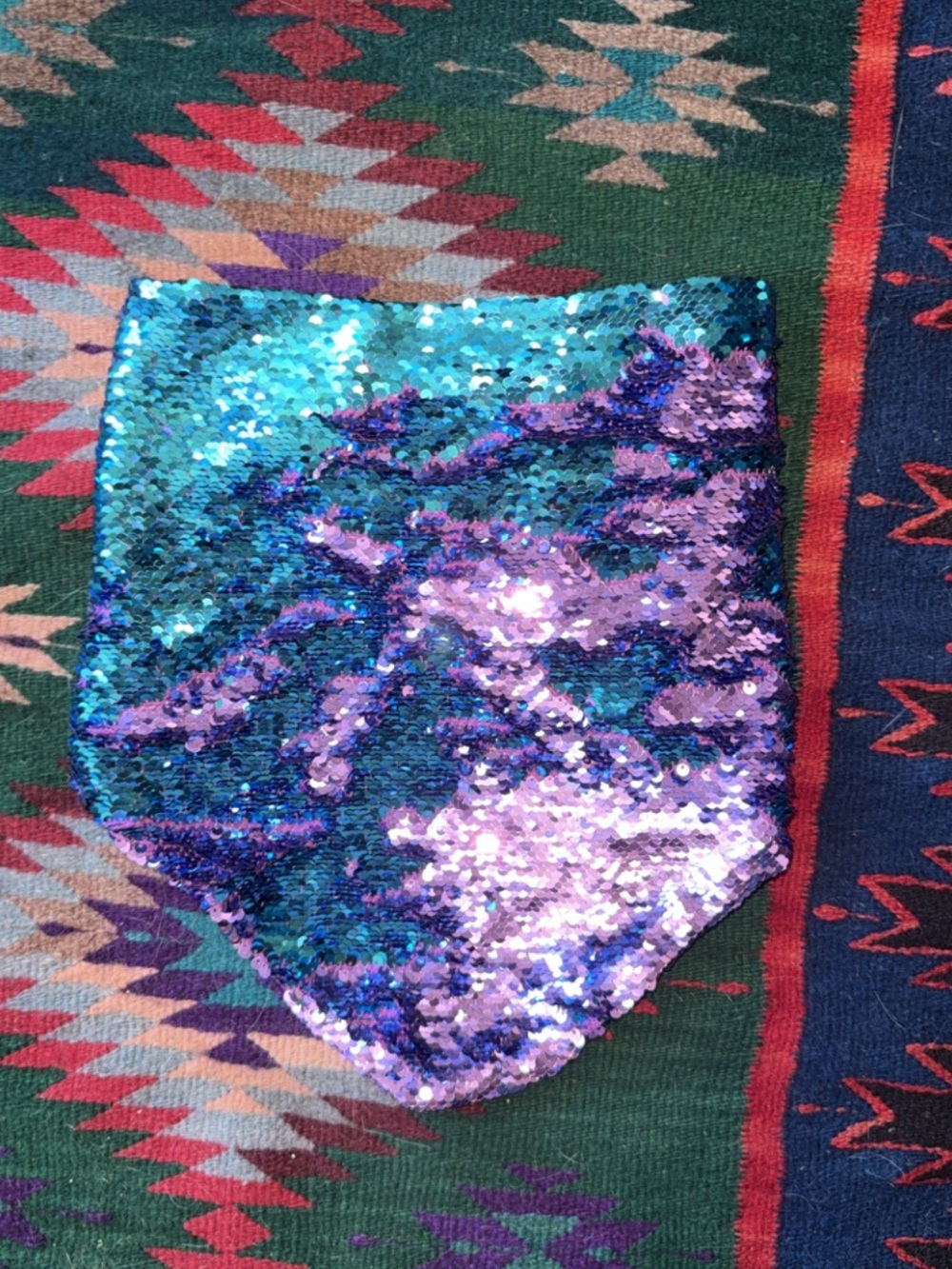 Sequin Reversible Face Mask - Teal & Purple